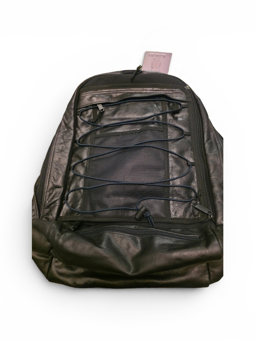 Wilsons Leather Black Backpack with Front Bungee Cord